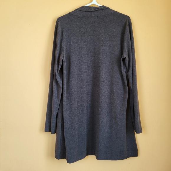 Simons Contemporaine Draped Open Front Neutral Charcoal Gray Cardigan XL - Picture 3 of 6